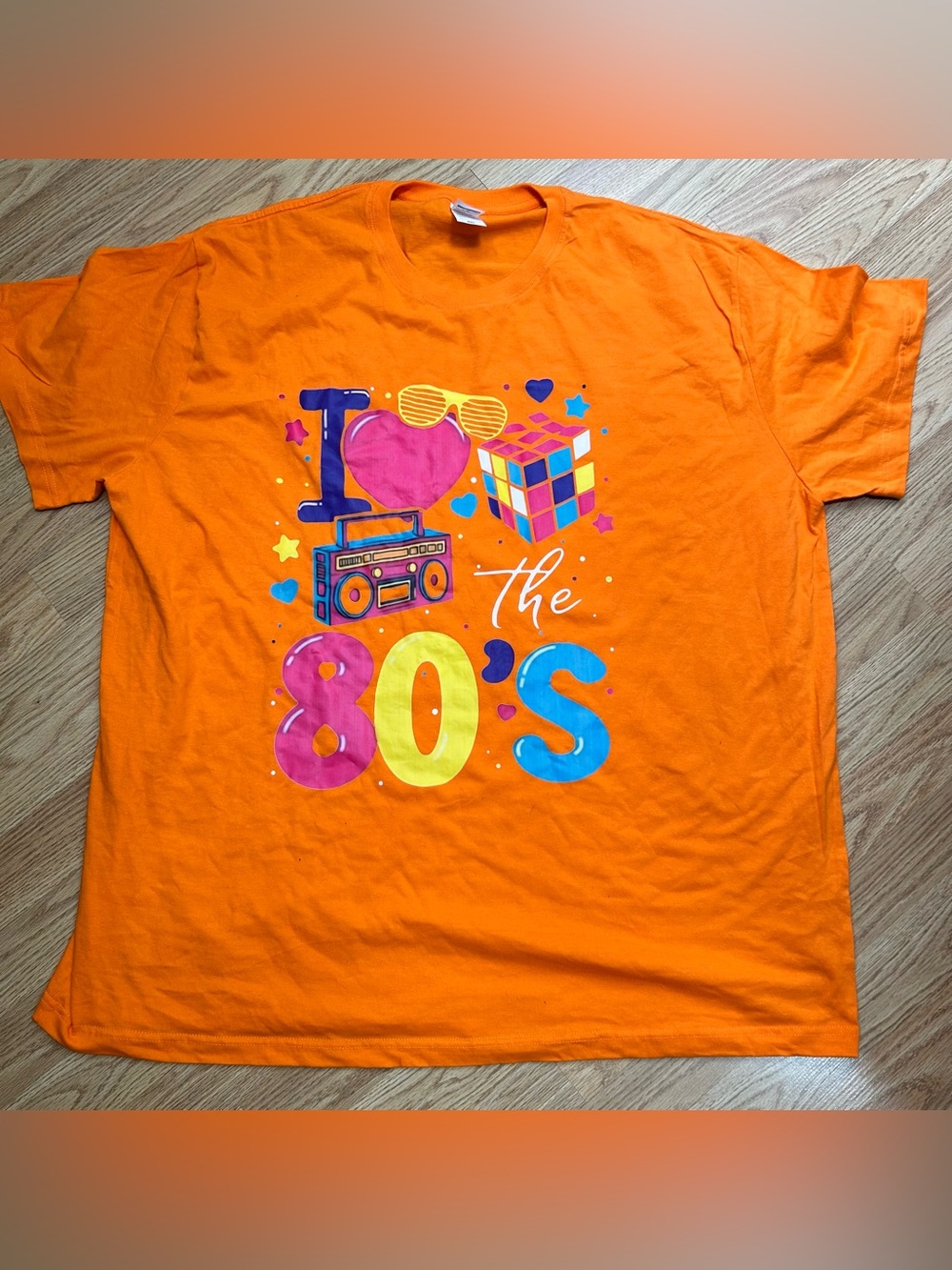 Bright Orange 80s Graphic Short Sleeve Tee